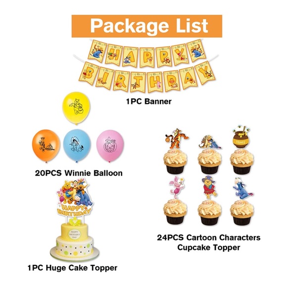 Party Supplies Winnie The Pooh Birthday Party Decorations 46pcs M 632a4534c1c346f9738e838b 